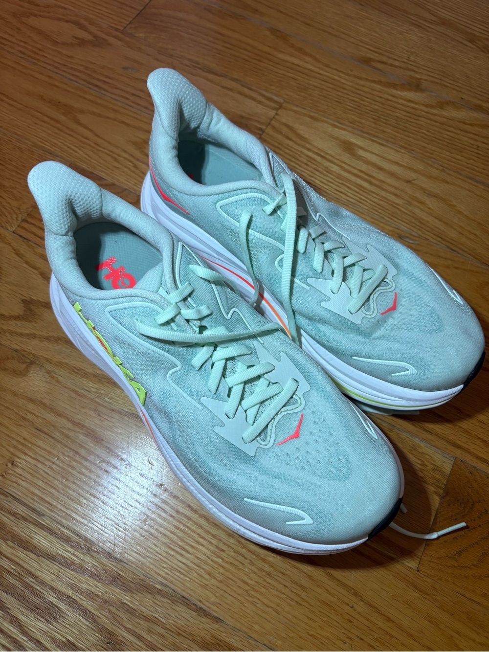 Hoka Women's Mint/Neon Accent Running Shoes - Picture 4 of 8